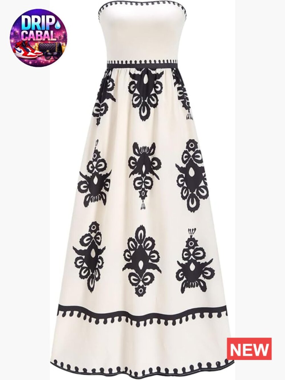 Polyester Strapless Maxi Dress with Pockets Flowy Boho Summer